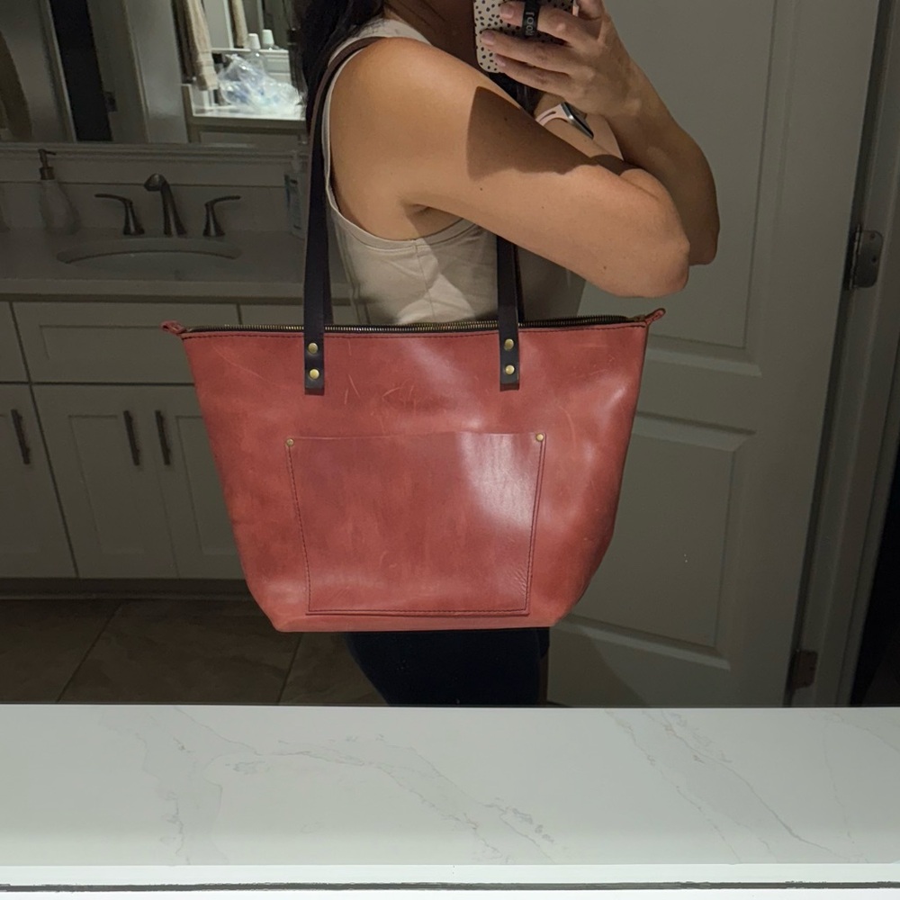 Portlandleathergoods, large tote, in unicorn color peony